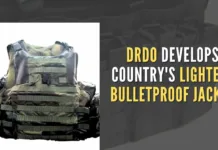 The Department of Defence R&D secretary and DRDO chairman has congratulated DMSRDE for the successful development of this bulletproof jacket, it said