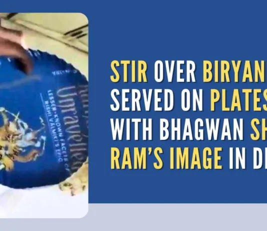 As soon as the information came to light, local members objected the shop owner from selling biryani in those plates and also complained to the Police