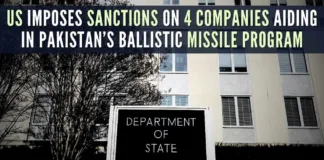 US has sanctioned three Chinese companies and a Belarus-based firm for supplying items to Pakistan's ballistic missile program, targeting proliferators and their delivery systems