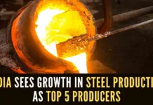 India, the second-largest steel producer in the world next to China produced 12.1 million tonnes of steel which represented a 3.6% increase over the same month of the previous year