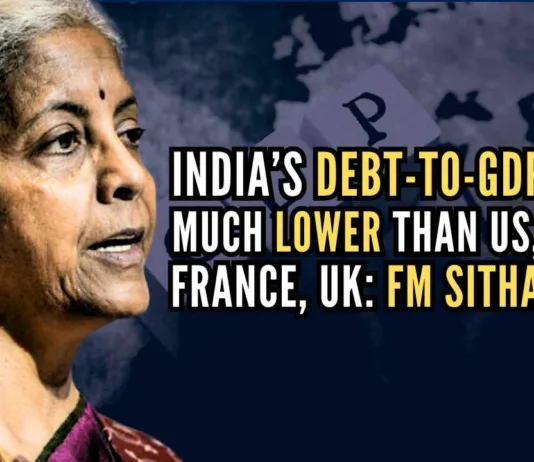 India has fared relatively well compared with other countries as far as the government debt to GDP ratio is concerned