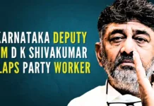 The viral clip shows Shivakumar getting down from a car in Savanur and Congress workers can be seen surrounding him and shouting slogans