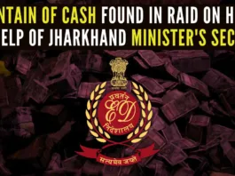 Video footage of the raid shows a mountain of currency notes scattered across a room purportedly belonging to the domestic aide of Sanjiv Lal