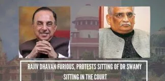 yodhya case hearing -Rajiv Dhavan furious, protests sitting of Rajyasabha MP Subramanian Swamy in front row of court room