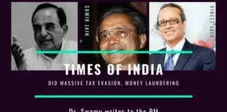 Subramanian Swamy urges probe by Income Tax, ED, CBI, SEBI and SFIO into the huge tax violations, money laundering in Times of India Group Subramanian Swamy writes to the PM, accusing the Times of India Group of tax evasion and money laundering