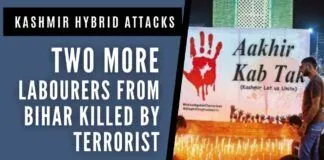 In a barbaric act of terror, two more labourers from Bihar were shot dead from a close range by terrorists in South Kashmir district of Kulgam late Sunday evening.
